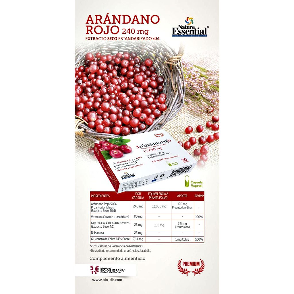 Arándano Rojo / 12.000mg / 30 Cápsulas / Nature Essential. - Imagen 2
