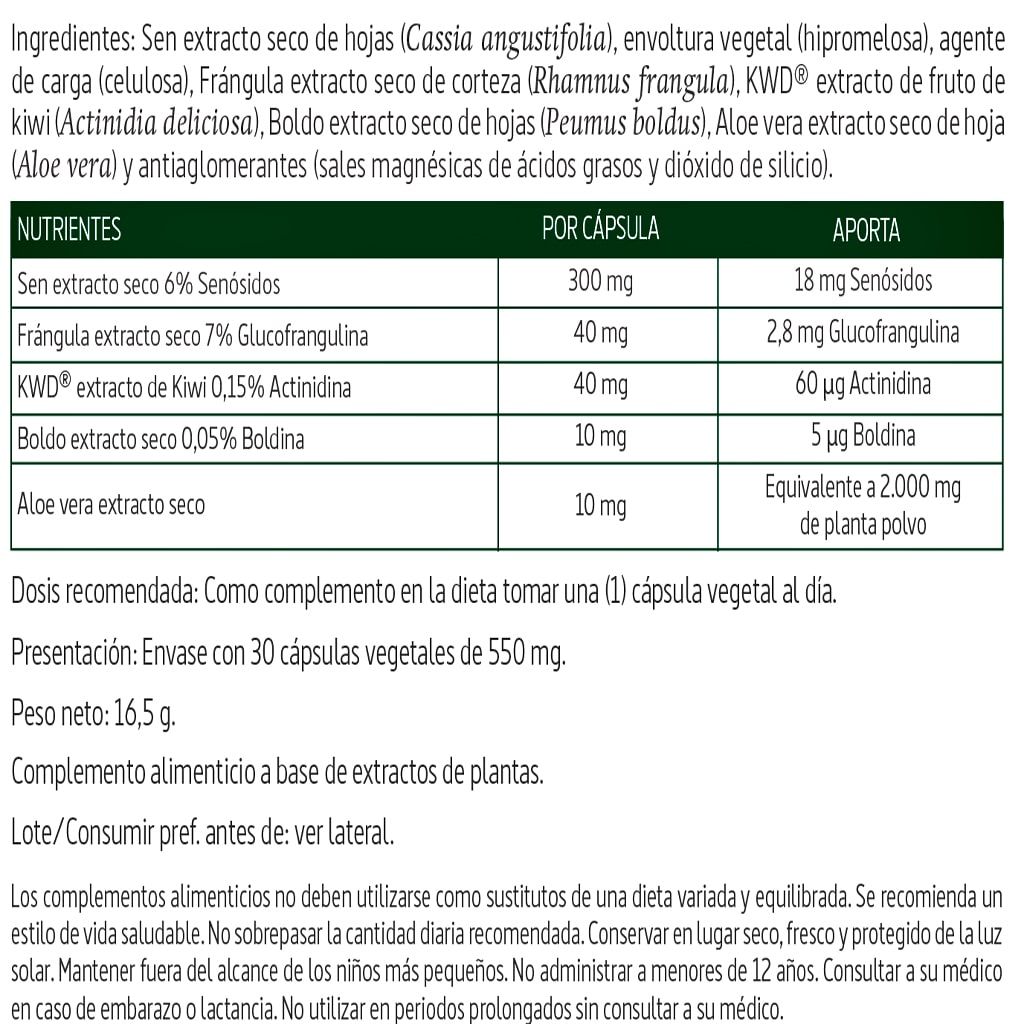 EvacuaPlus Nueva Fórmula Ingredientes