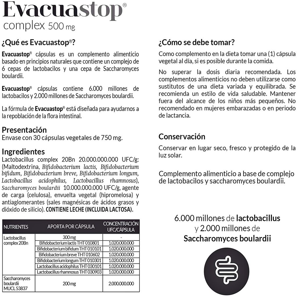 EvacuaStop Complex / 500 mg / 30 Cápsulas / Nature Essential. - Imagen 2