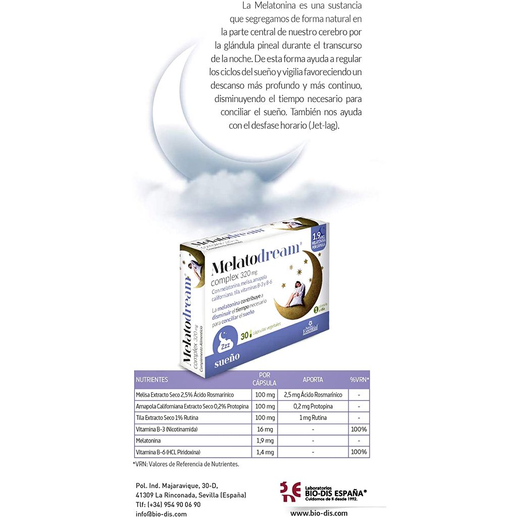 MelatoDream Complex / 320 mg / 30 Cápsulas / Nature Essential. - Imagen 2