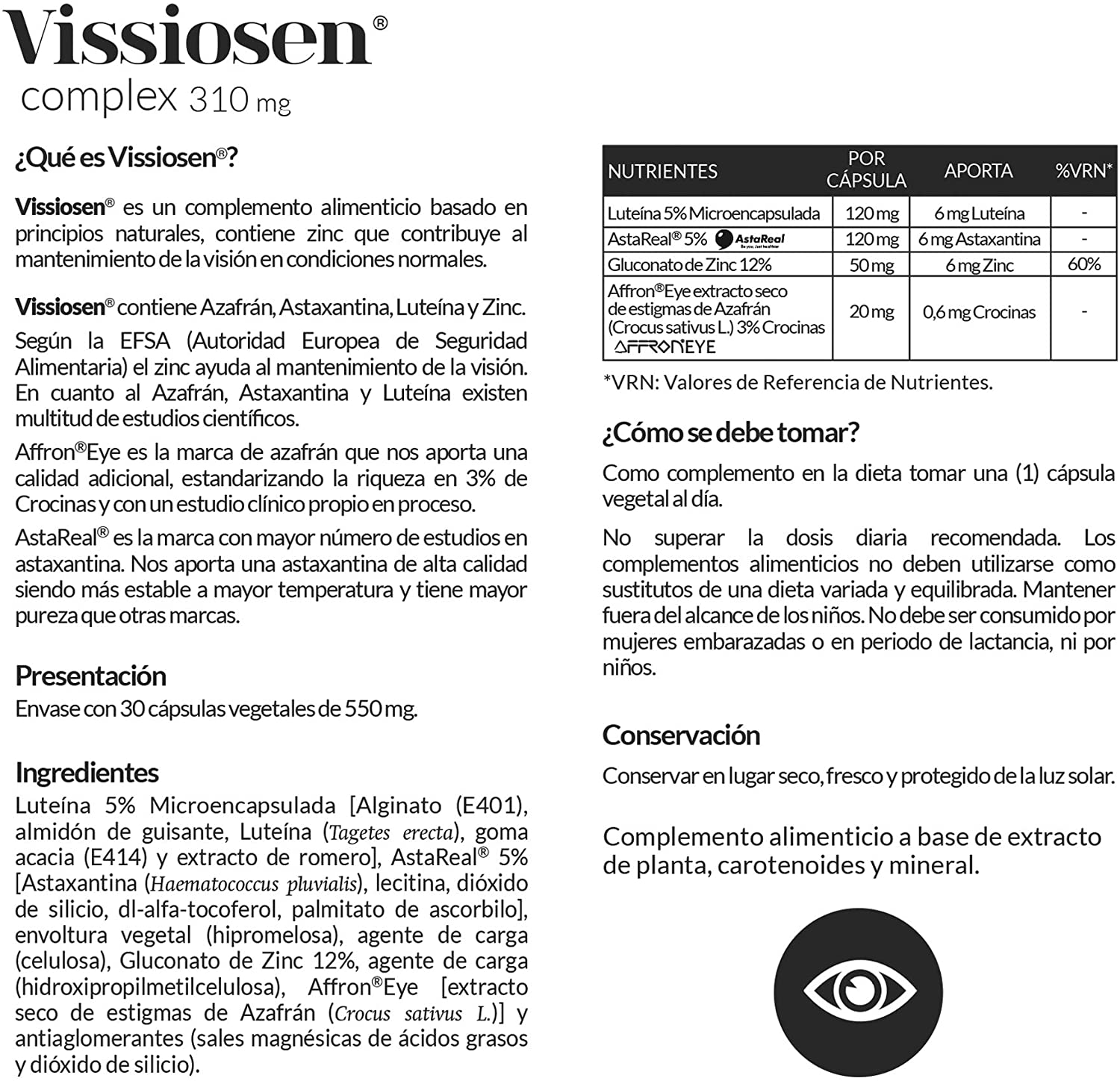 Vissiosen Complex / 310 mg / 30 Cápsulas / Nature Essential.(30/01/28) - Imagen 4