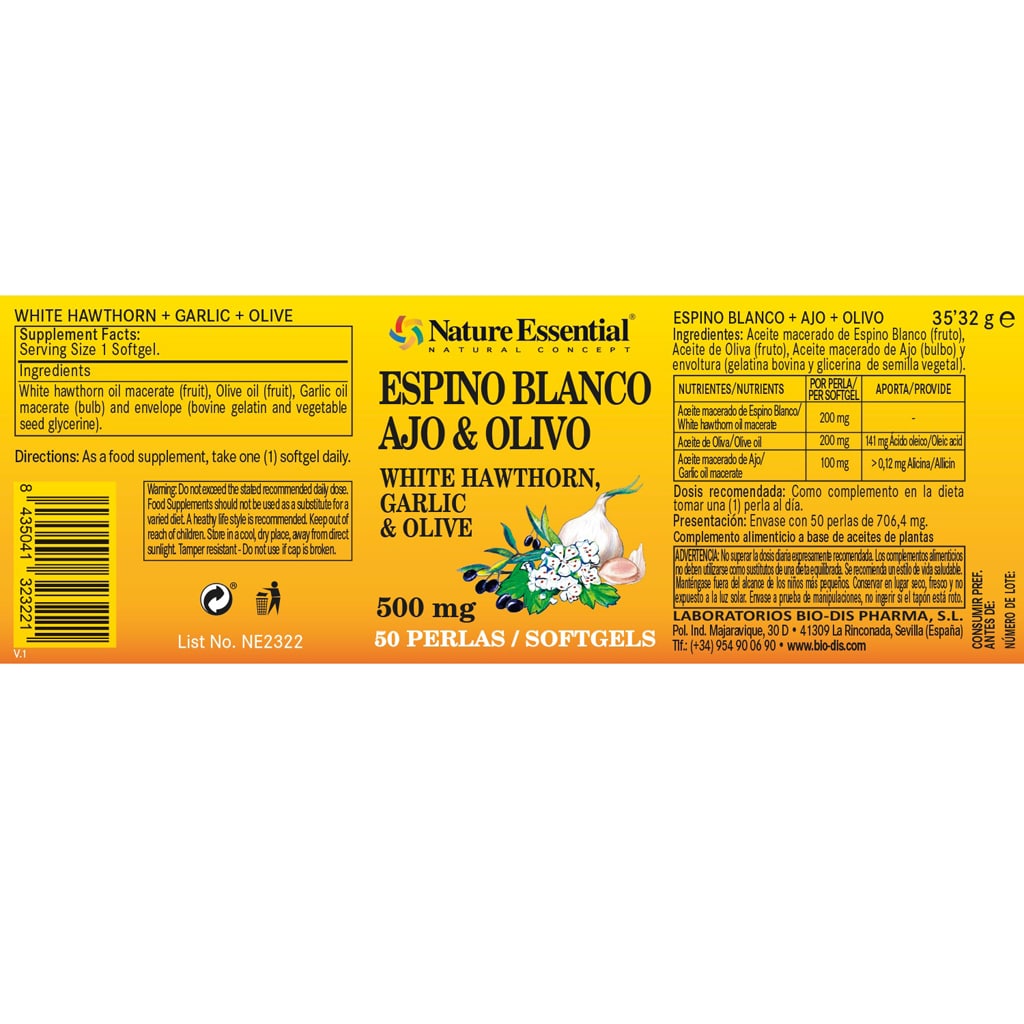 Espino Blanco, Ajo y Olivo etiqueta