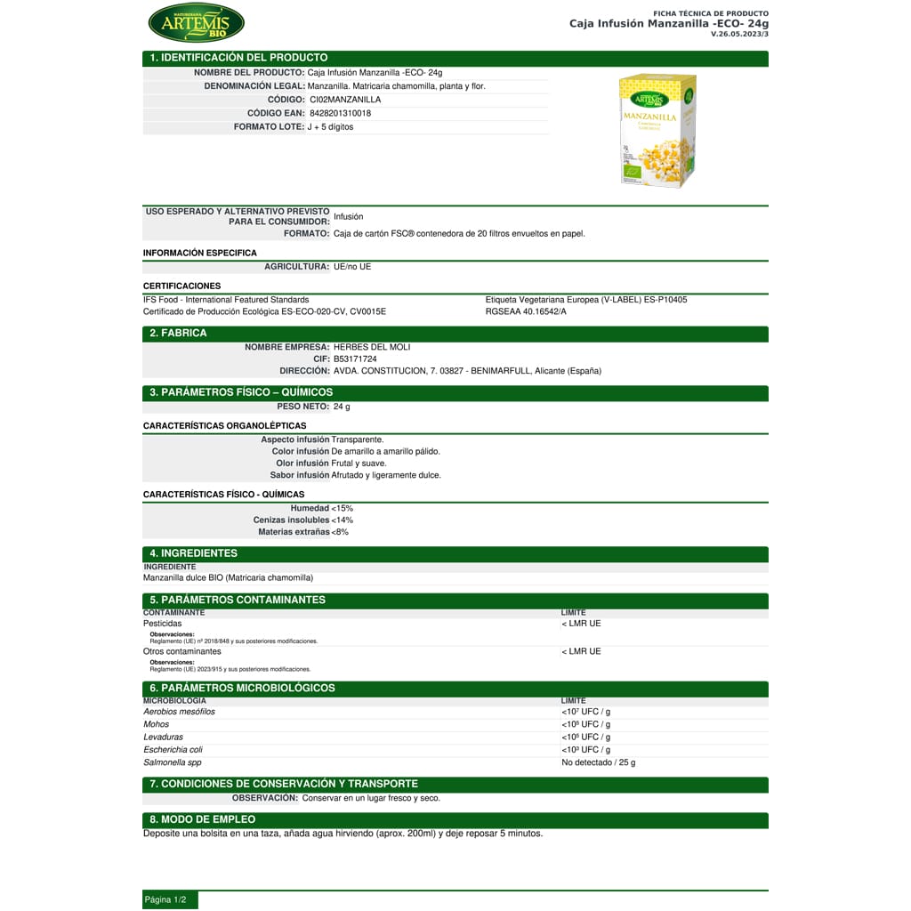 Manzanilla Ficha Técnica 1