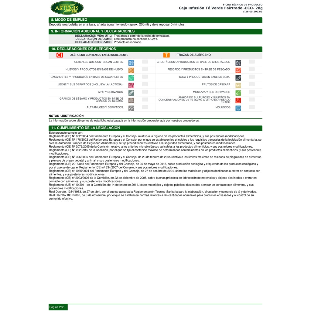 Té Verde Ficha Técnica2